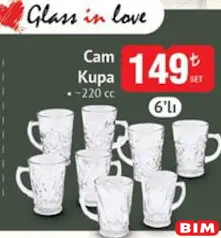 GLASS İN LOVE CAM KUPA 220 CC 6'LI
